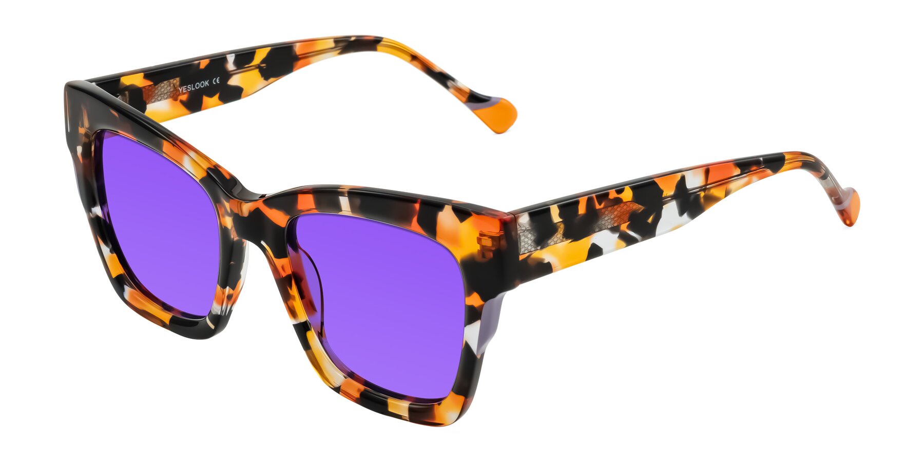 Angle of Yatole in Orange Tortoise with Purple Tinted Lenses