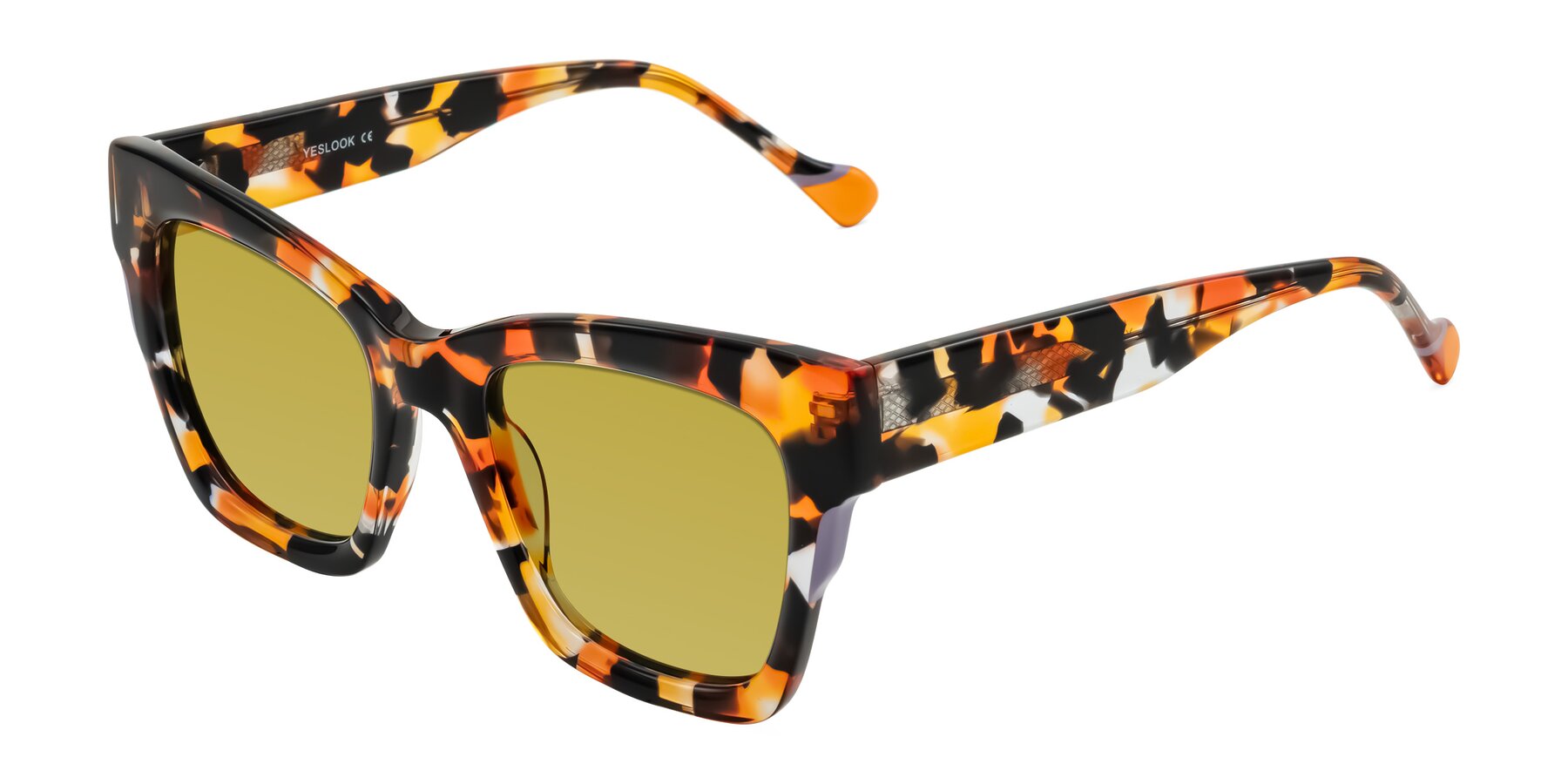 Angle of Yatole in Orange Tortoise with Champagne Tinted Lenses