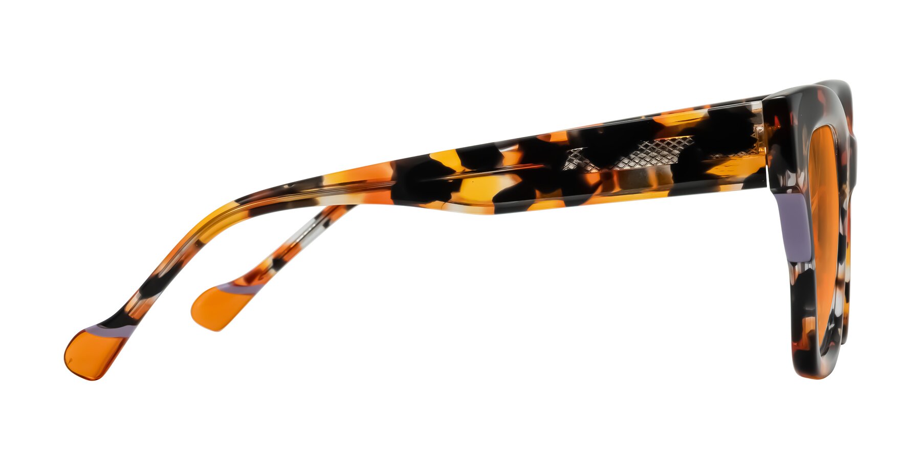 Side of Yatole in Orange Tortoise with Orange Tinted Lenses