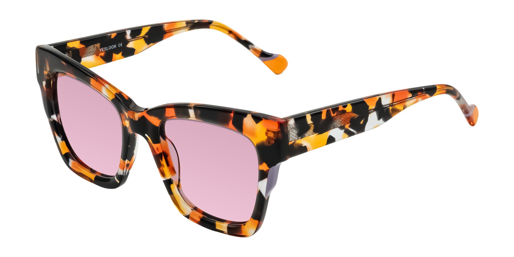 Angle of Yatole in Orange Tortoise with Light Wine Tinted Lenses