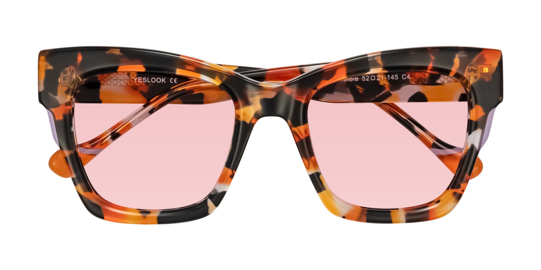 Folded Front of Yatole in Orange Tortoise with Light Garnet Tinted Lenses