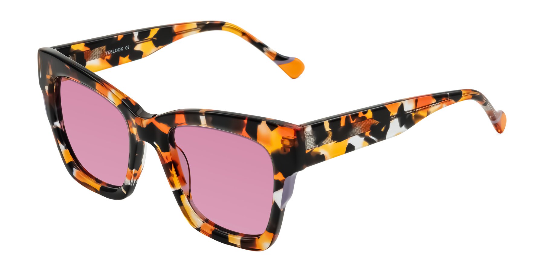 Angle of Yatole in Orange Tortoise with Medium Wine Tinted Lenses