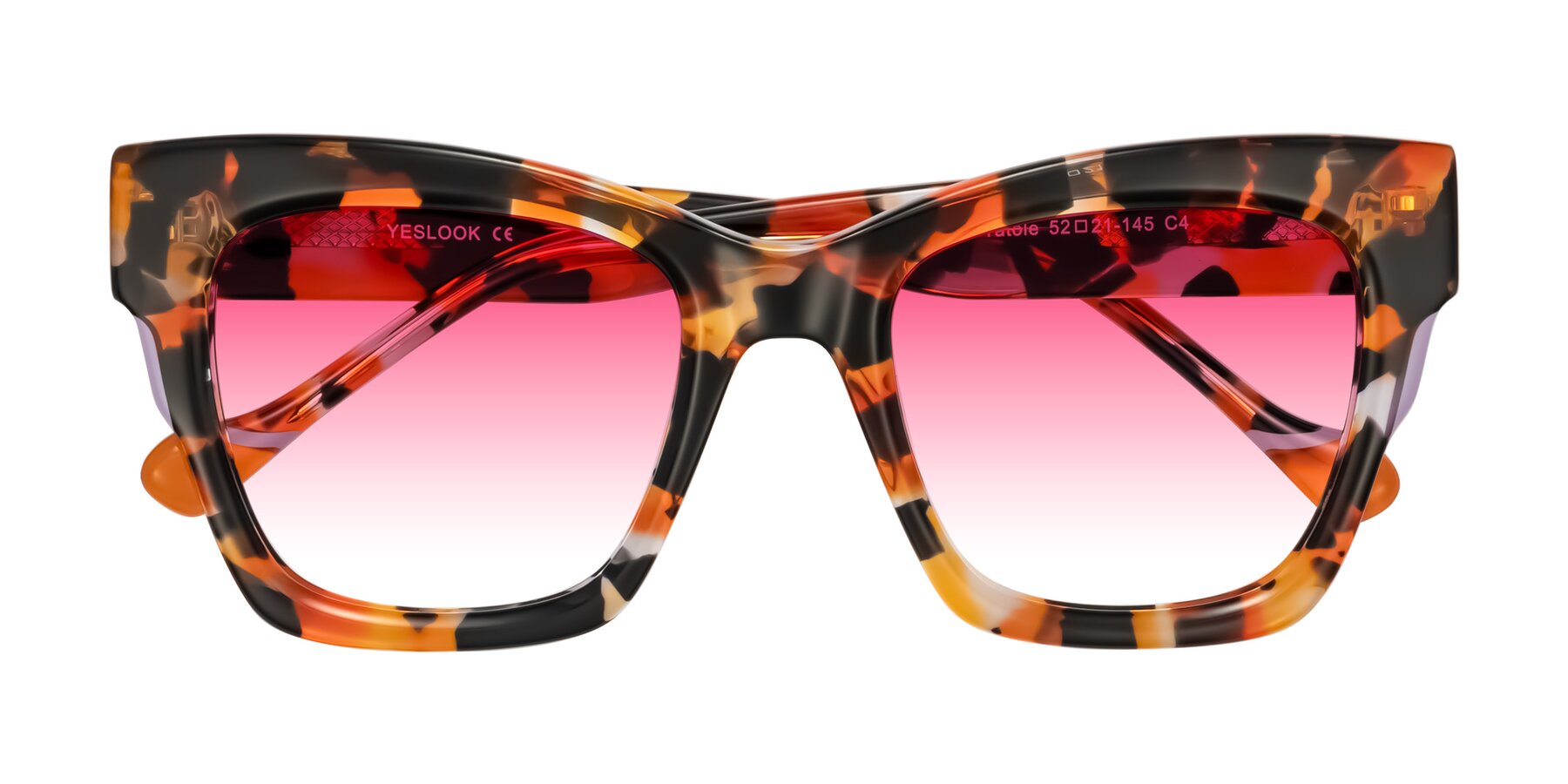 Folded Front of Yatole in Orange Tortoise with Pink Gradient Lenses