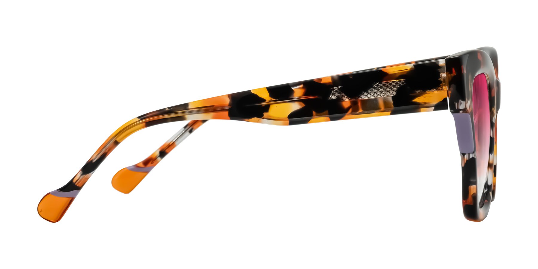 Side of Yatole in Orange Tortoise with Pink Gradient Lenses