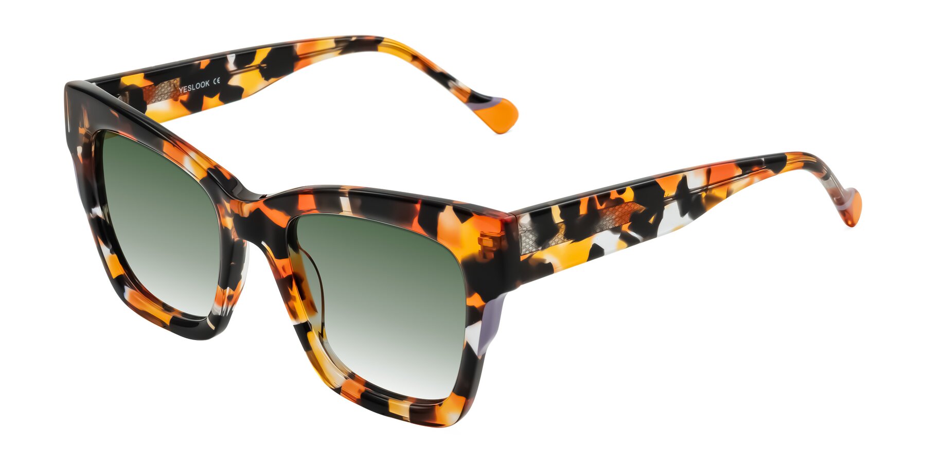 Angle of Yatole in Orange Tortoise with Green Gradient Lenses