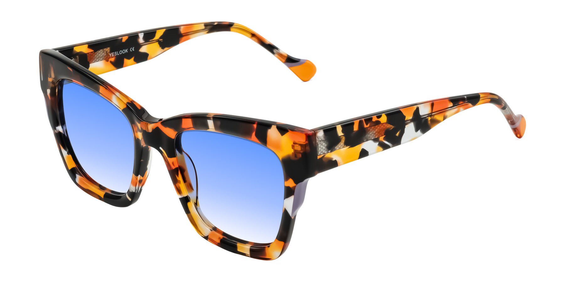 Angle of Yatole in Orange Tortoise with Blue Gradient Lenses