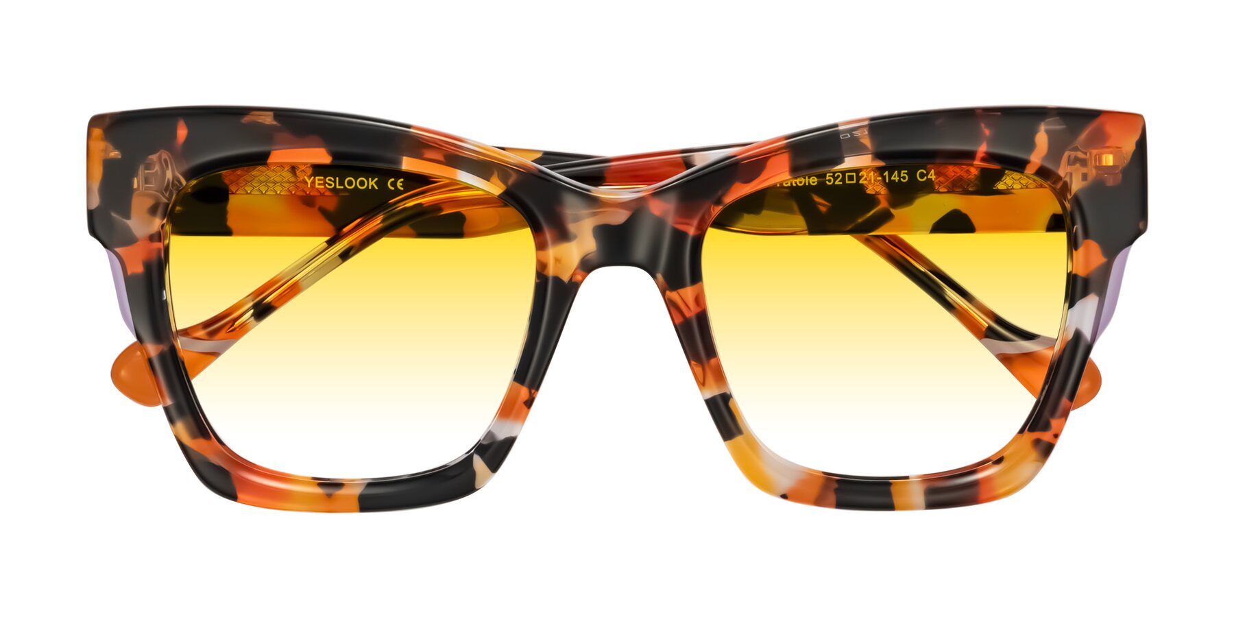 Folded Front of Yatole in Orange Tortoise with Yellow Gradient Lenses