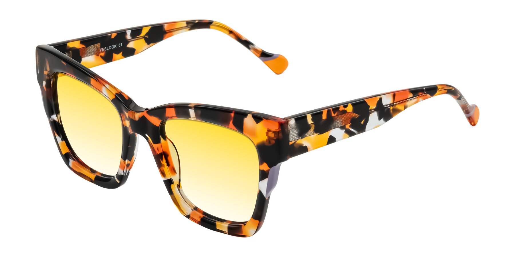 Angle of Yatole in Orange Tortoise with Yellow Gradient Lenses