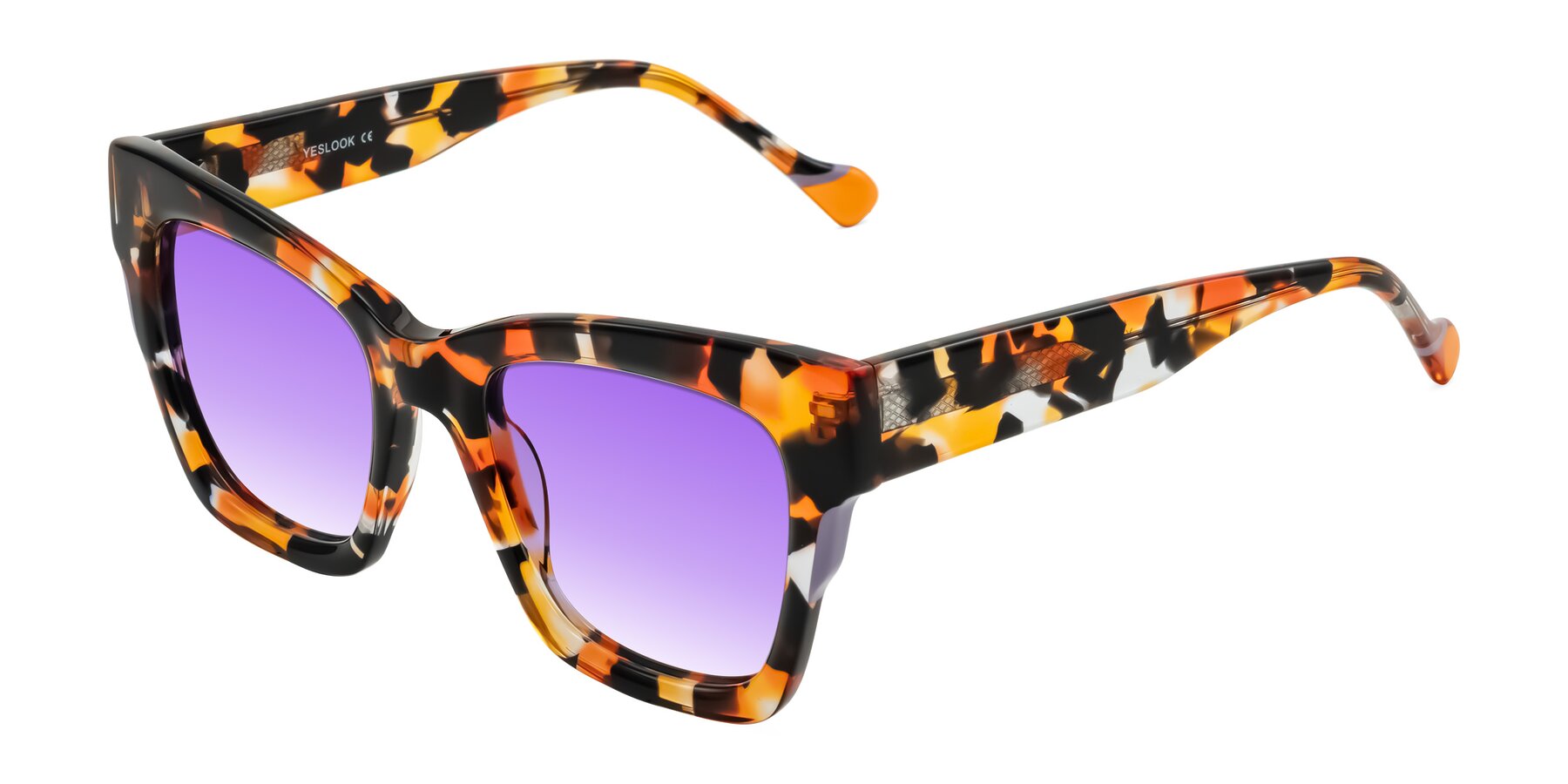 Angle of Yatole in Orange Tortoise with Purple Gradient Lenses