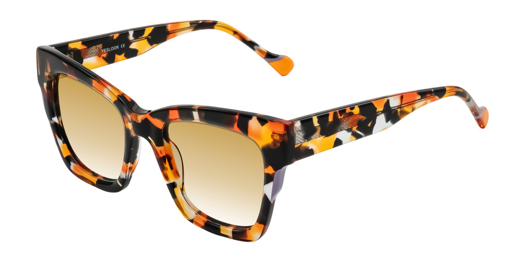 Angle of Yatole in Orange Tortoise with Champagne Gradient Lenses