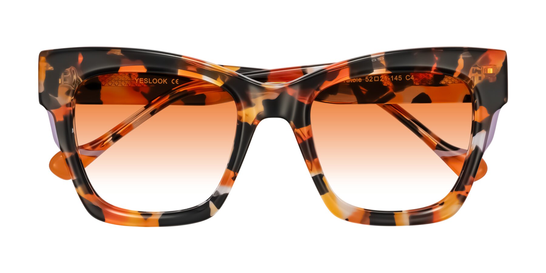 Folded Front of Yatole in Orange Tortoise with Orange Gradient Lenses