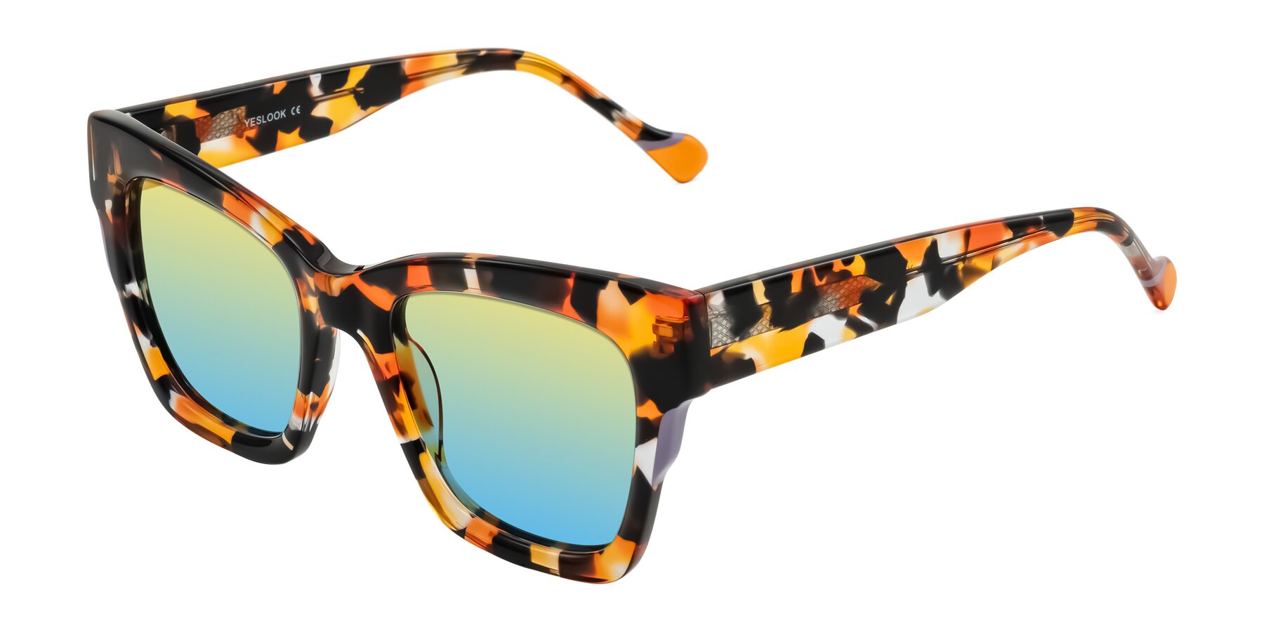 Angle of Yatole in Orange Tortoise with Yellow / Blue Gradient Lenses