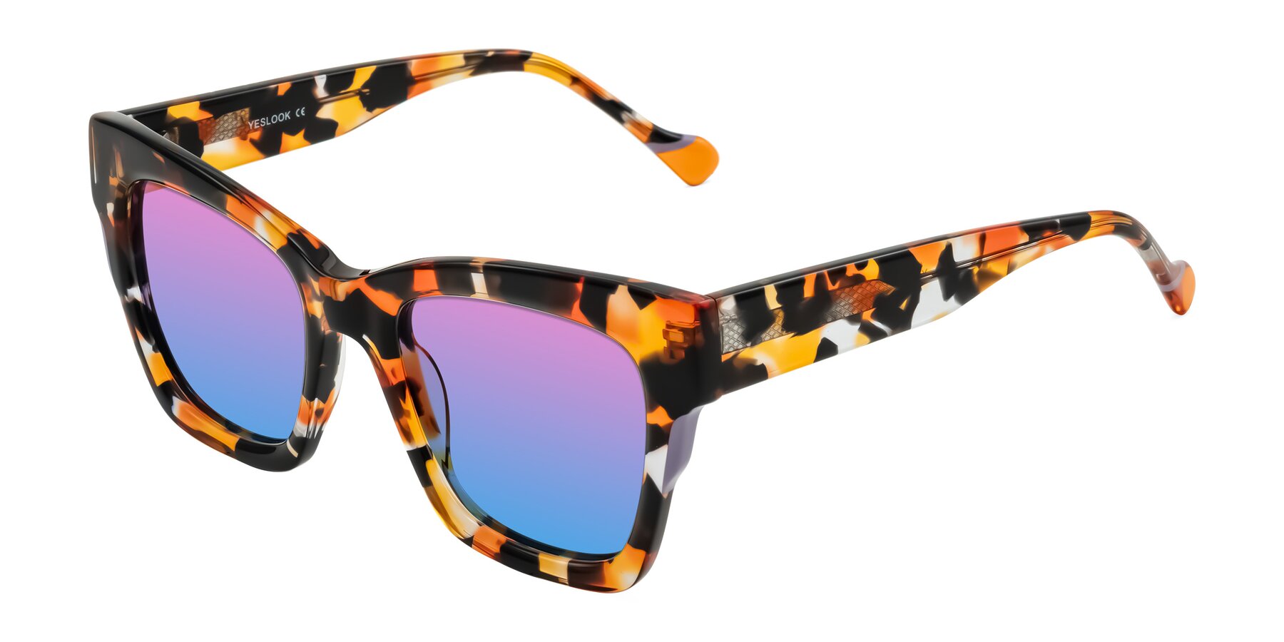 Angle of Yatole in Orange Tortoise with Pink / Blue Gradient Lenses