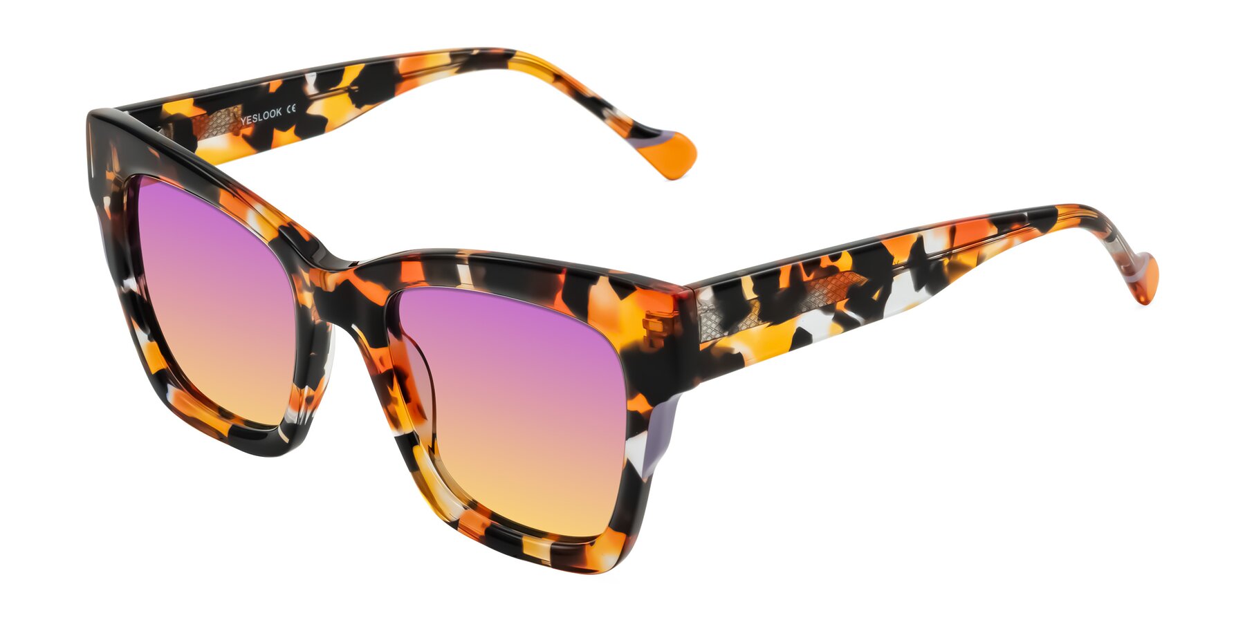 Angle of Yatole in Orange Tortoise with Purple / Yellow Gradient Lenses