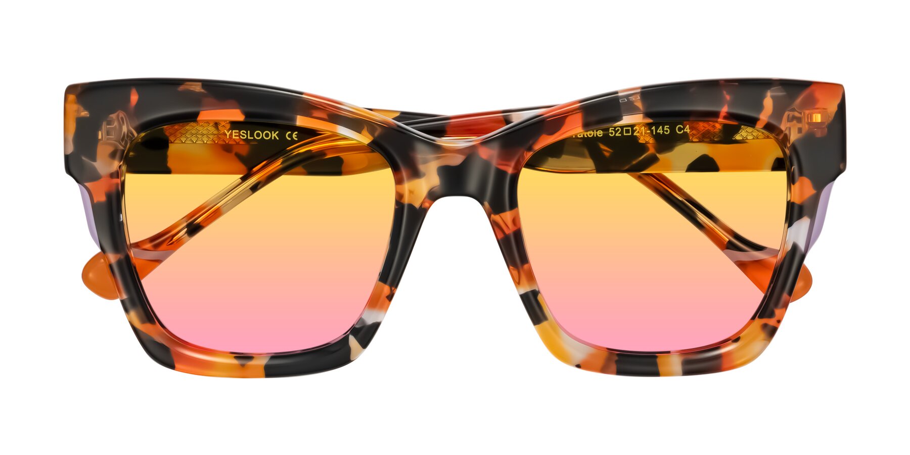Folded Front of Yatole in Orange Tortoise with Yellow / Pink Gradient Lenses