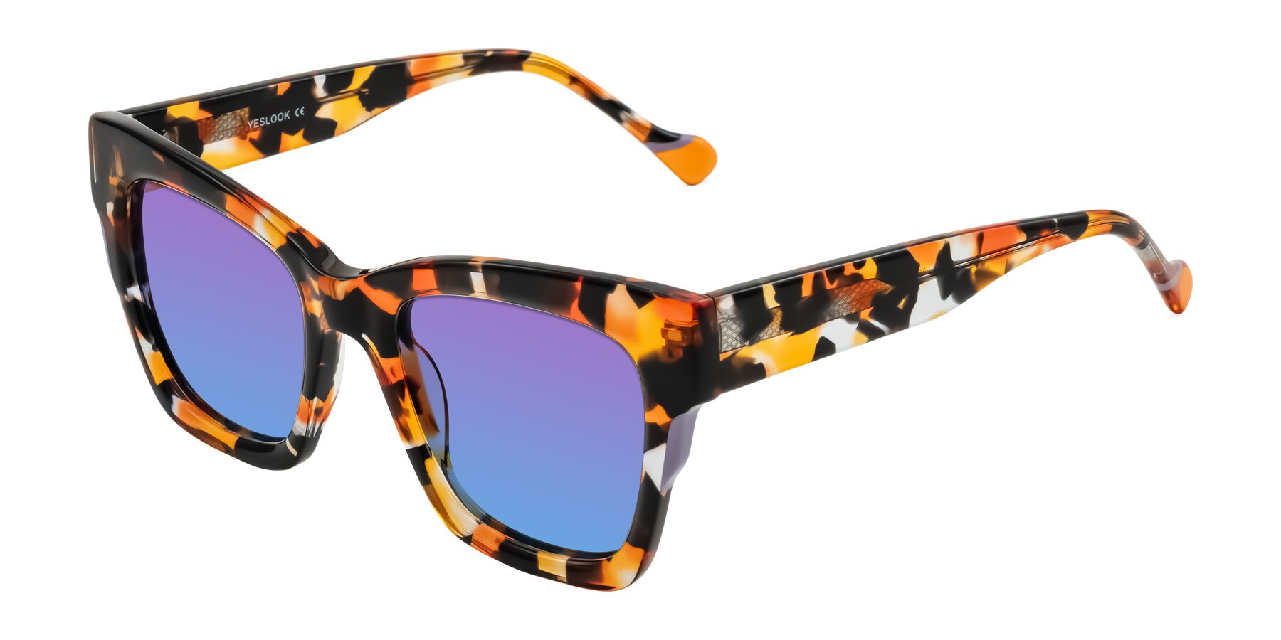Angle of Yatole in Orange Tortoise with Purple / Blue Gradient Lenses