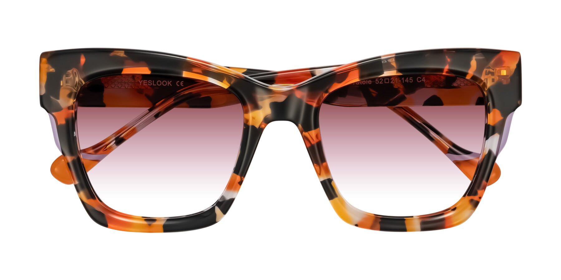 Folded Front of Yatole in Orange Tortoise with Garnet Gradient Lenses