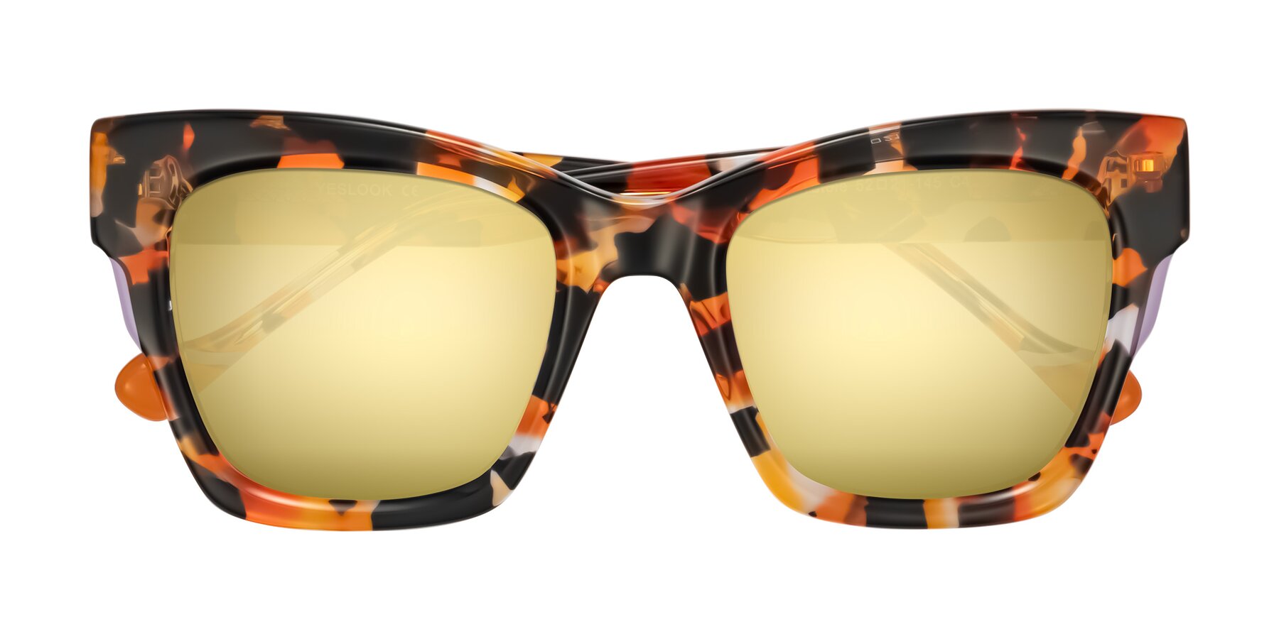 Folded Front of Yatole in Orange Tortoise with Gold Mirrored Lenses