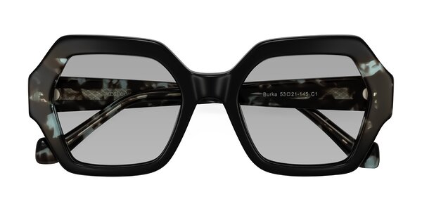 Front of Burka in Black/Teal Tortoise