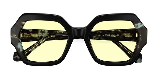 Front of Burka in Black/Teal Tortoise