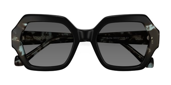 Front of Burka in Black/Teal Tortoise