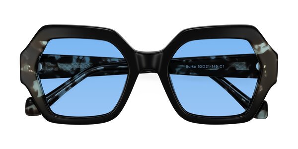 Front of Burka in Black/Teal Tortoise