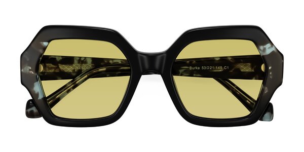 Front of Burka in Black/Teal Tortoise