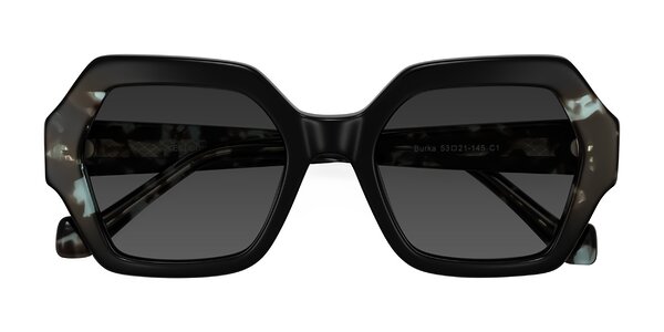 Front of Burka in Black/Teal Tortoise