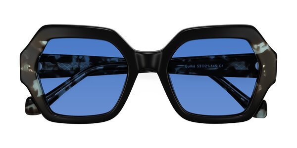 Front of Burka in Black/Teal Tortoise