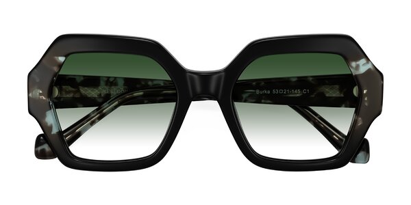 Front of Burka in Black/Teal Tortoise