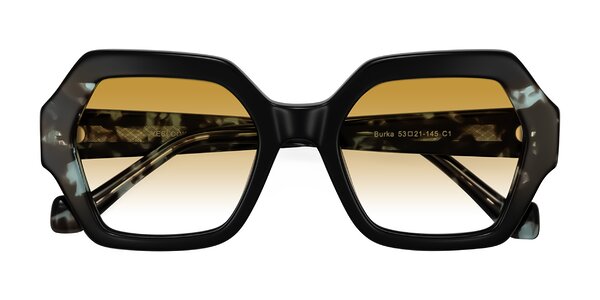 Front of Burka in Black/Teal Tortoise
