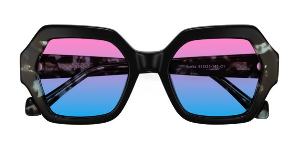 Front of Burka in Black/Teal Tortoise