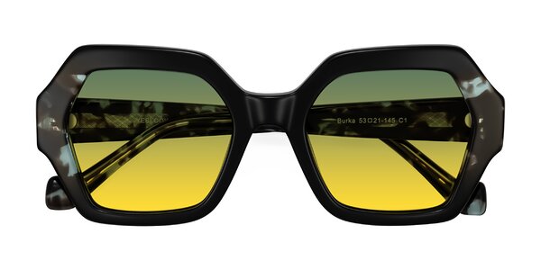 Front of Burka in Black/Teal Tortoise