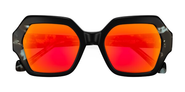 Front of Burka in Black/Teal Tortoise