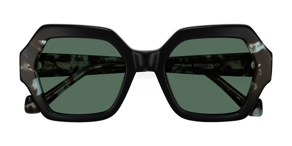 Front of Burka in Black/Teal Tortoise