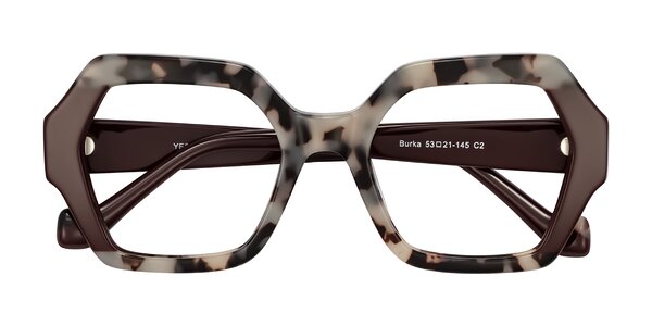 Front of Burka in Ivory Tortoise/Chocolate