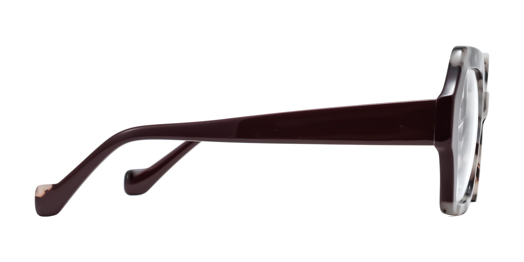 Side of Burka in Ivory Tortoise/Chocolate with Clear Eyeglass Lenses