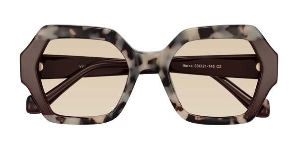 Front of Burka in Ivory Tortoise/Chocolate