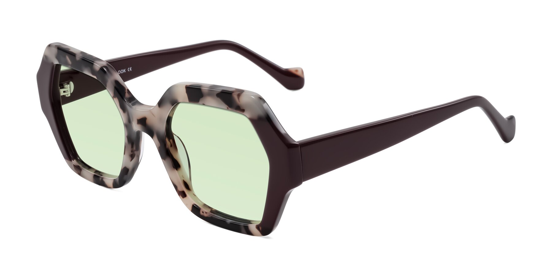 Angle of Burka in Ivory Tortoise/Chocolate with Light Green Tinted Lenses