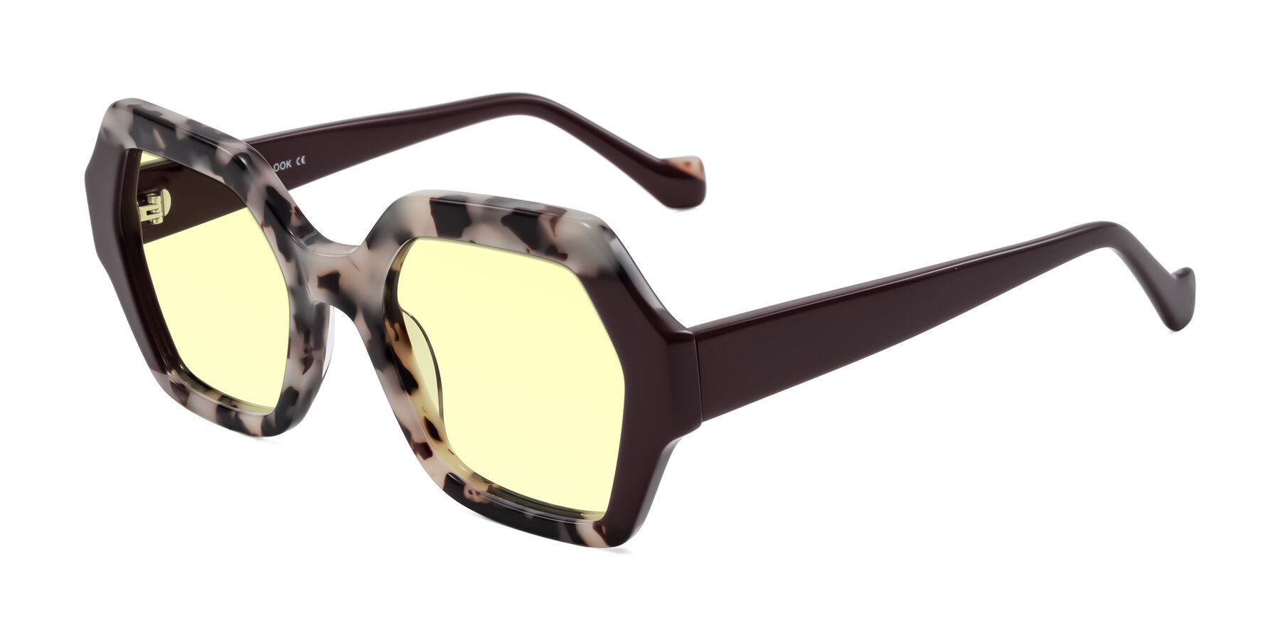 Angle of Burka in Ivory Tortoise/Chocolate with Light Yellow Tinted Lenses