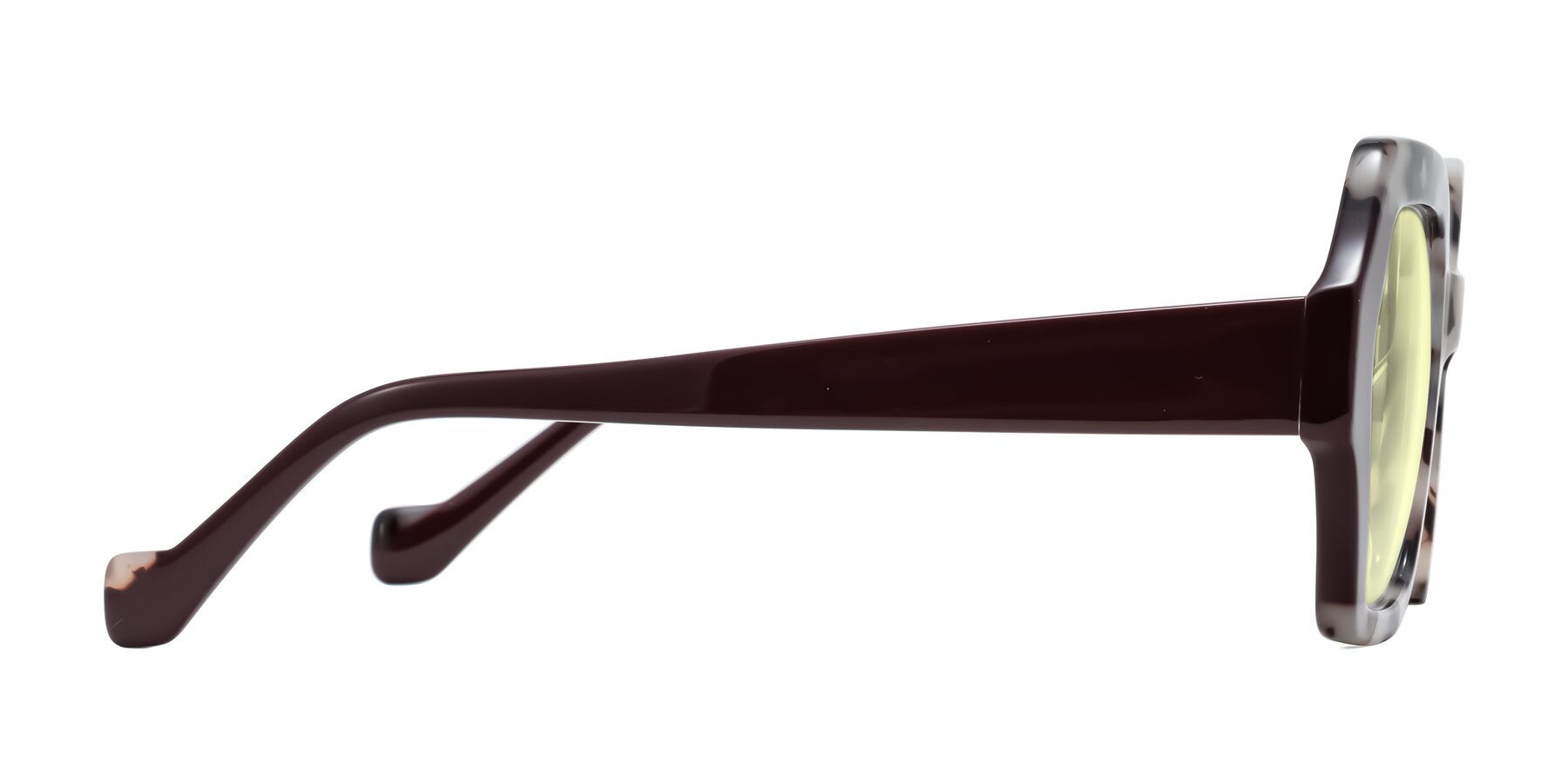 Side of Burka in Ivory Tortoise/Chocolate with Light Yellow Tinted Lenses