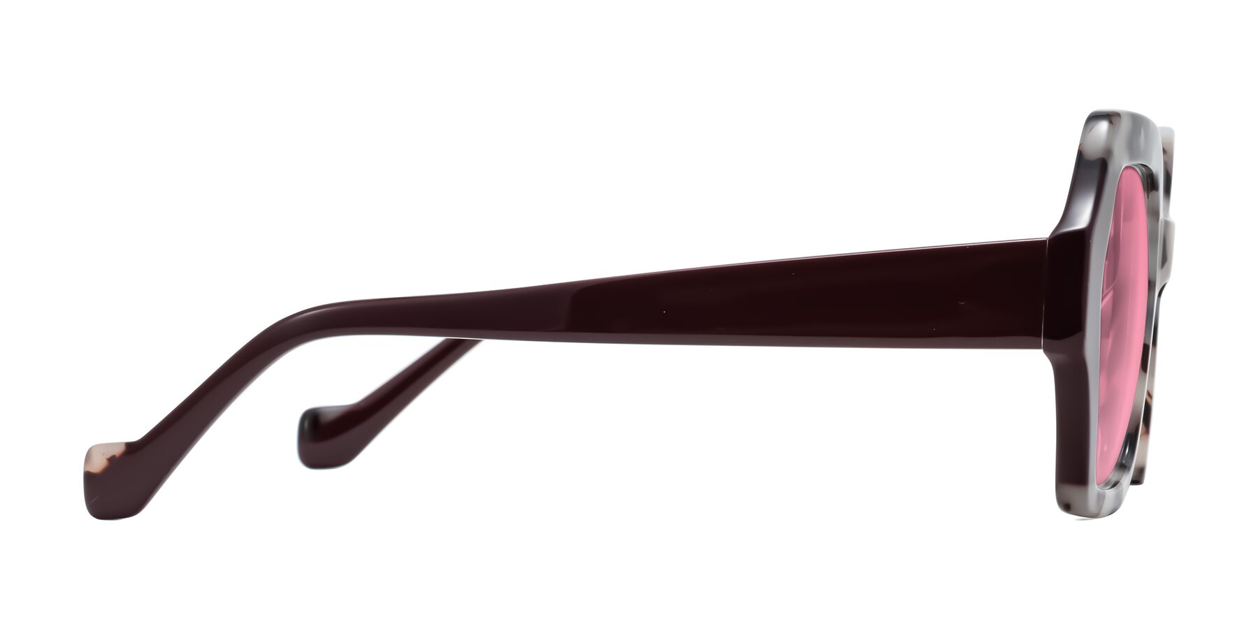 Side of Burka in Ivory Tortoise/Chocolate with Pink Tinted Lenses