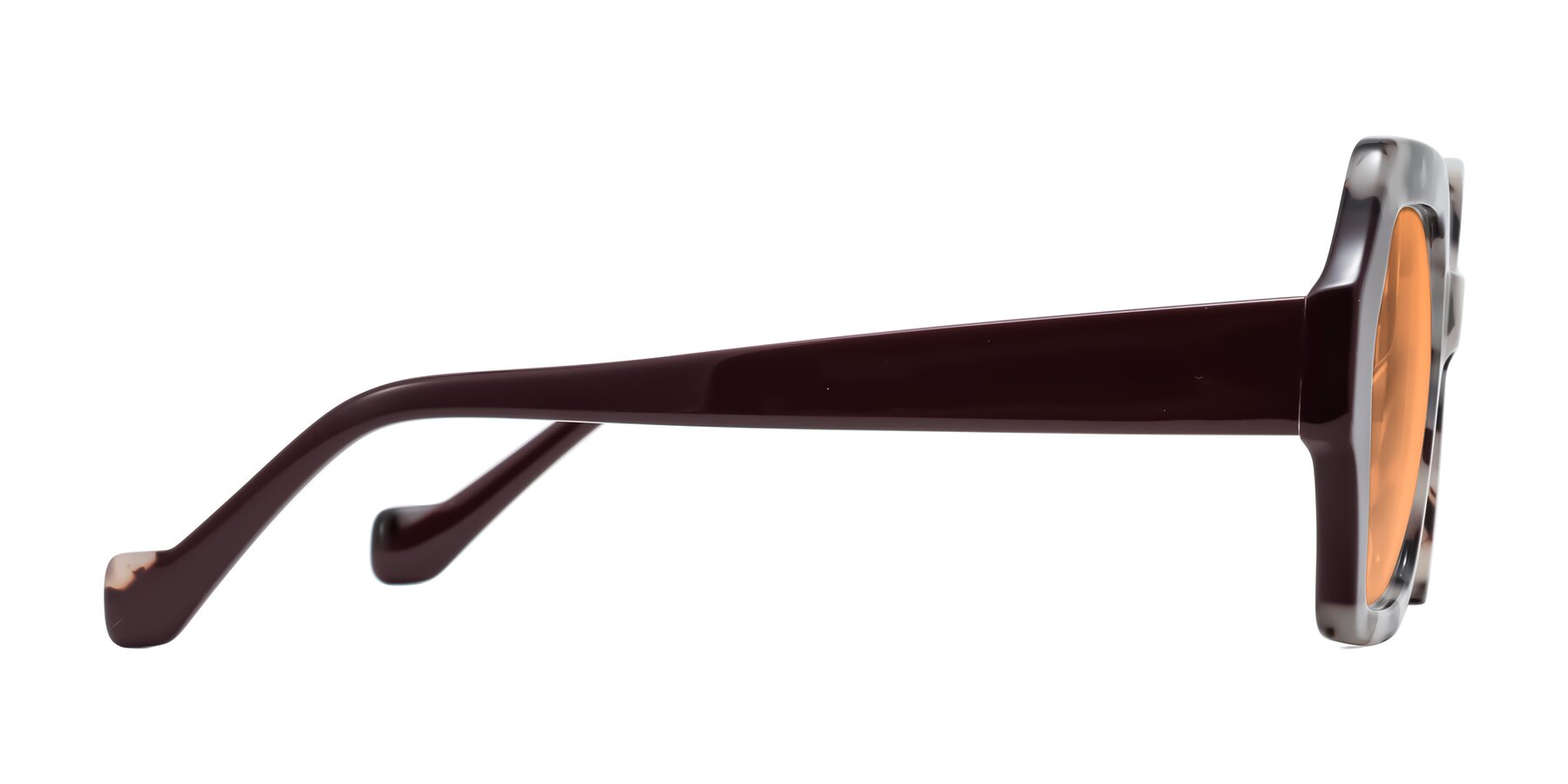 Side of Burka in Ivory Tortoise/Chocolate with Medium Orange Tinted Lenses