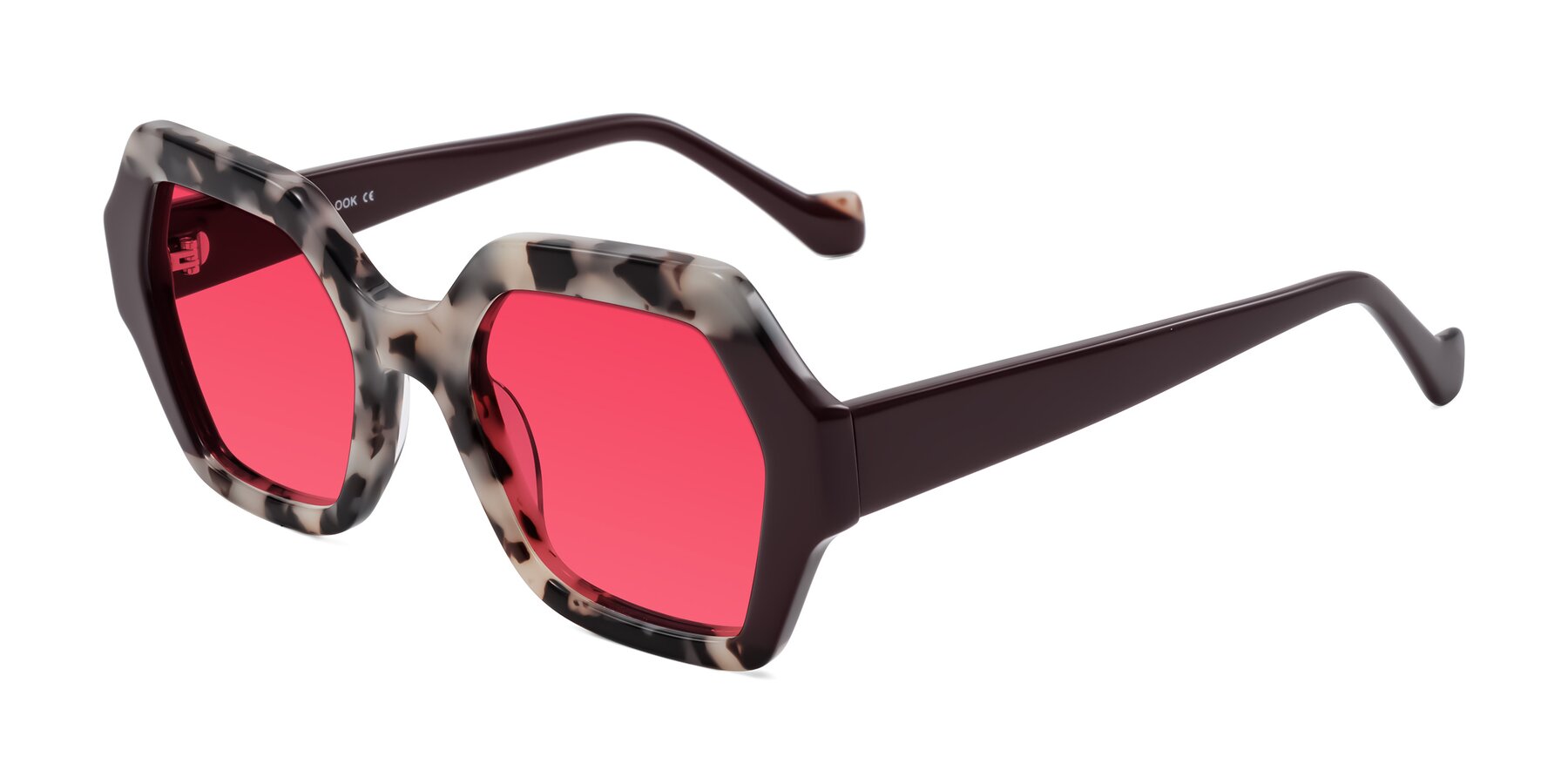 Angle of Burka in Ivory Tortoise/Chocolate with Red Tinted Lenses