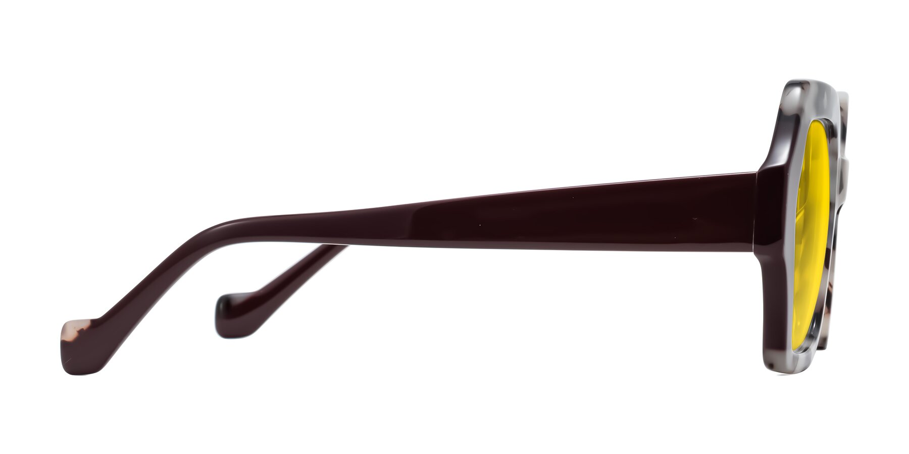 Side of Burka in Ivory Tortoise/Chocolate with Yellow Tinted Lenses