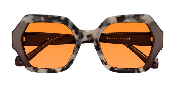 Front of Burka in Ivory Tortoise/Chocolate