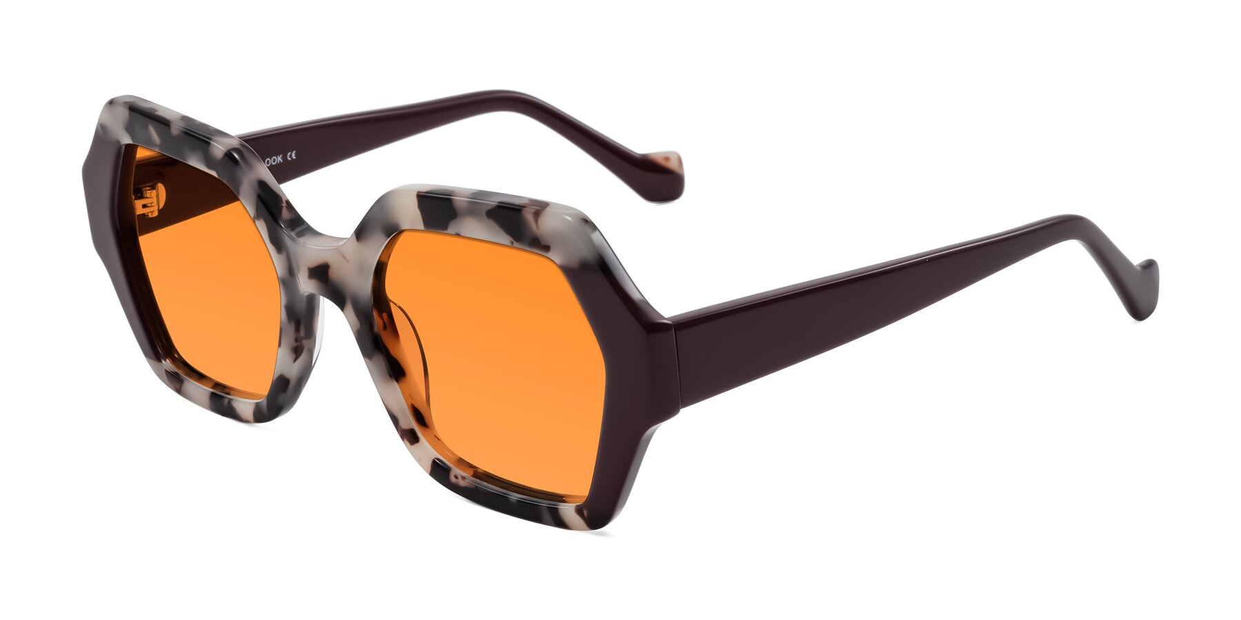 Angle of Burka in Ivory Tortoise/Chocolate with Orange Tinted Lenses