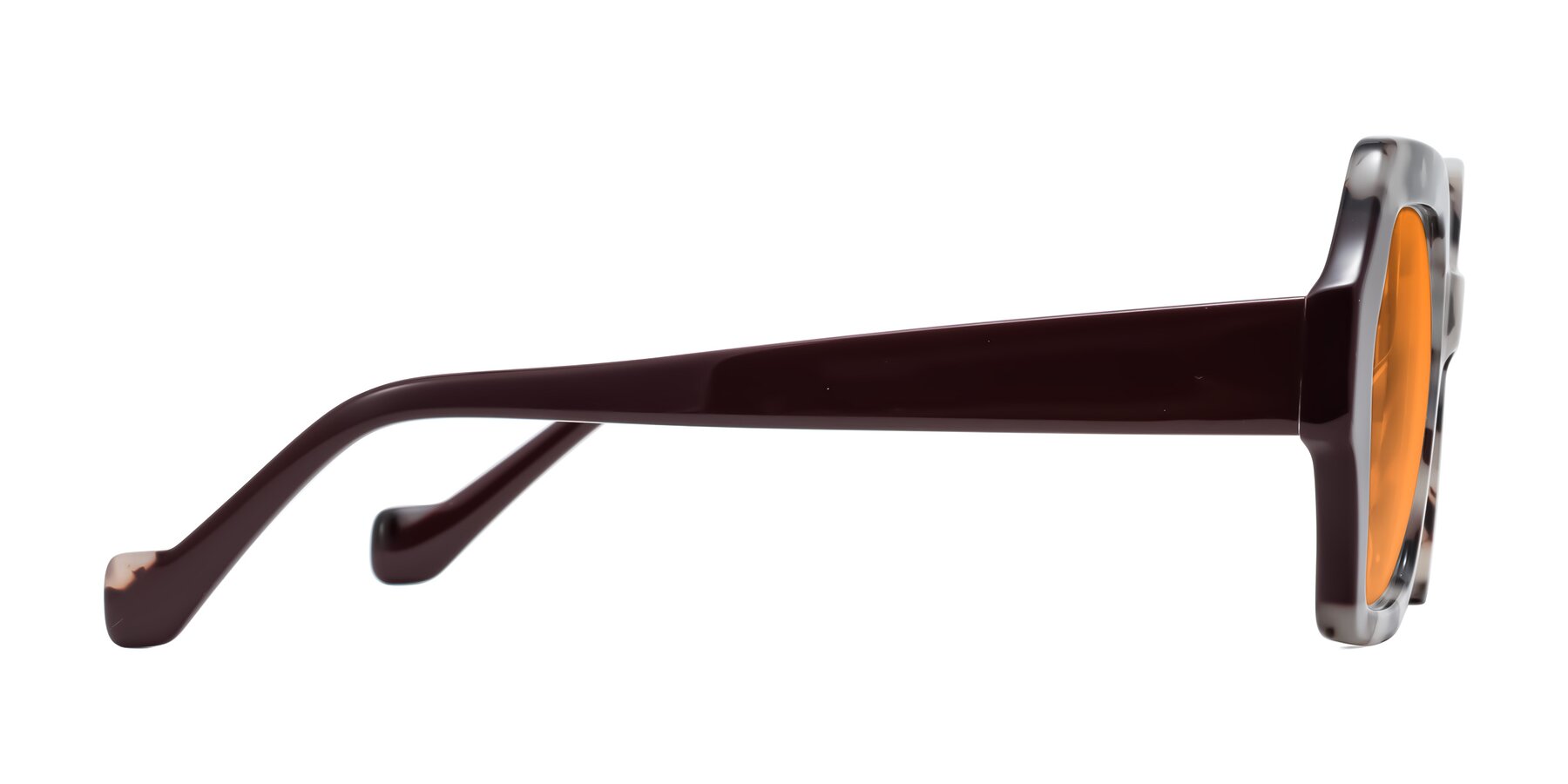 Side of Burka in Ivory Tortoise/Chocolate with Orange Tinted Lenses