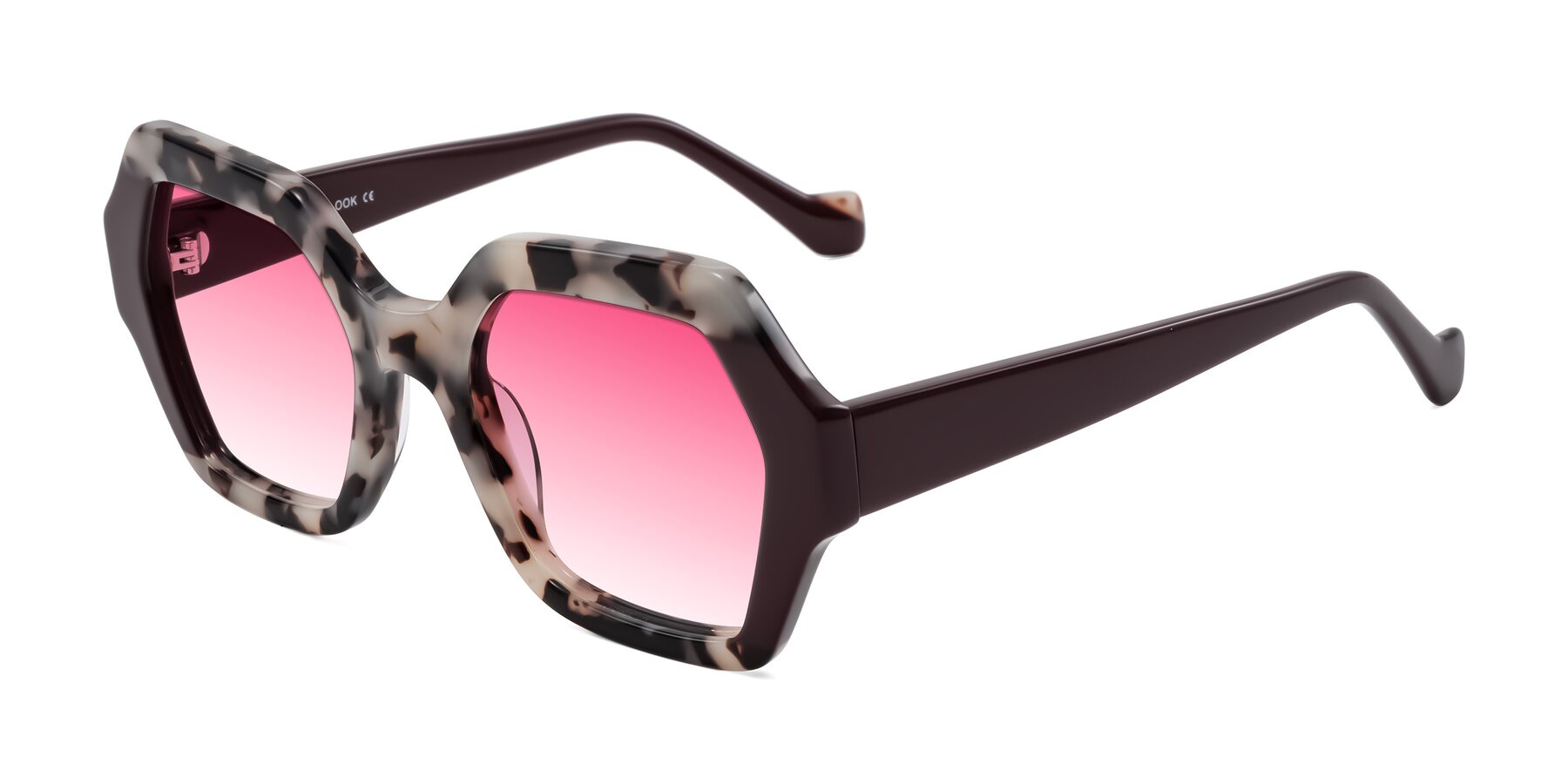 Angle of Burka in Ivory Tortoise/Chocolate with Pink Gradient Lenses
