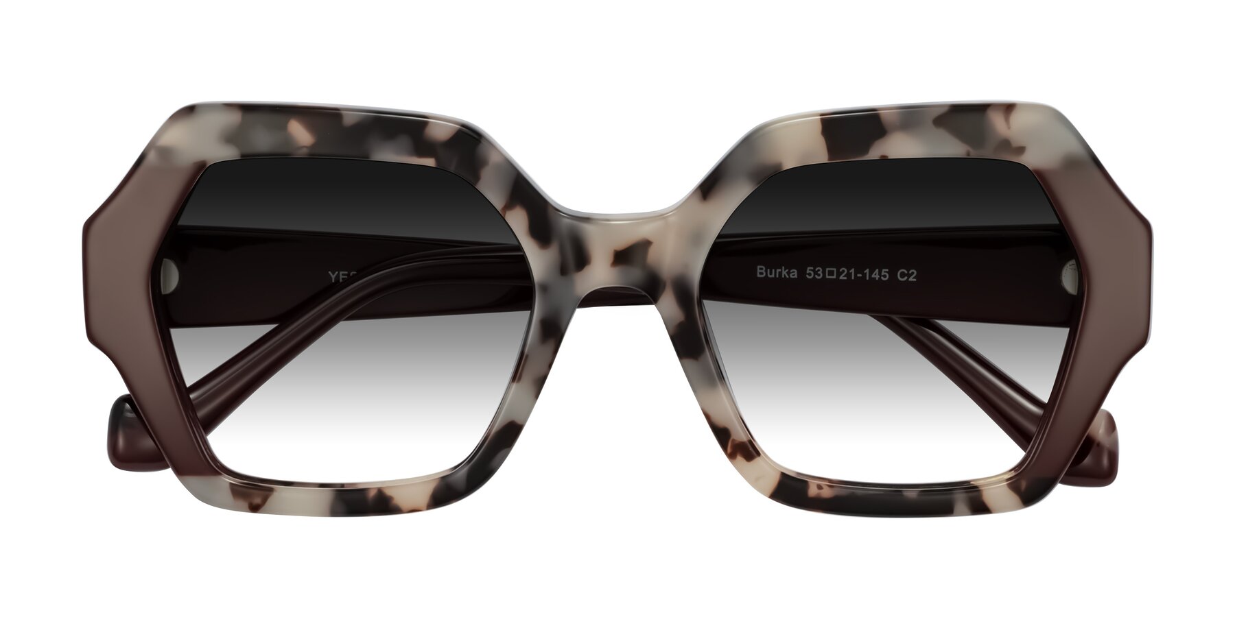 Folded Front of Burka in Ivory Tortoise/Chocolate with Gray Gradient Lenses